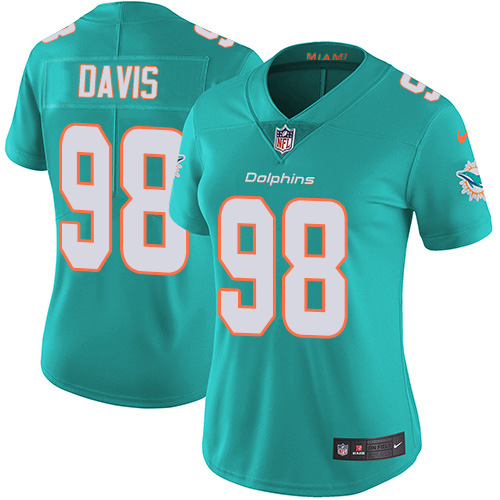 Nike Miami Dolphins 98 Raekwon Davis Aqua Green Team Color Women Stitched NFL Vapor Untouchable Limited Jersey